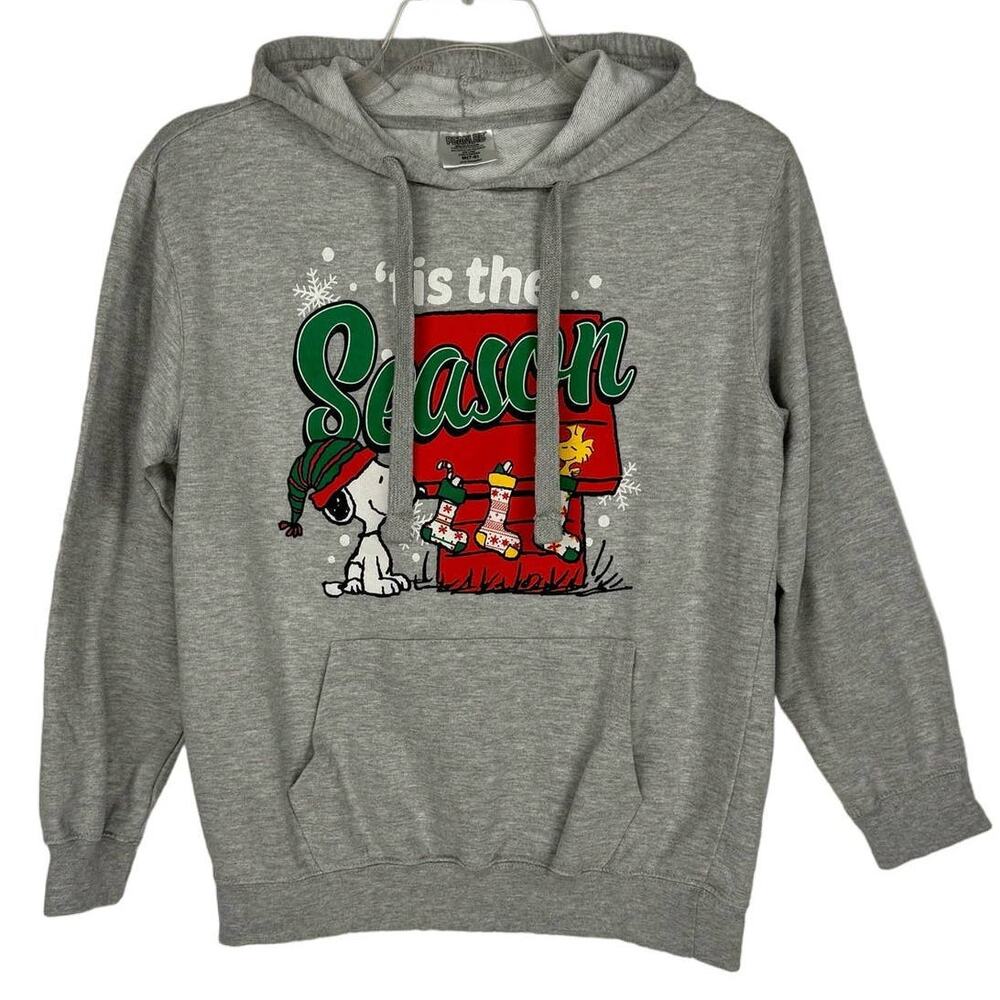 PEANUTS tis the Season Graphic Print‎ Snoopy Christmas Hoodie Junior's Medium
